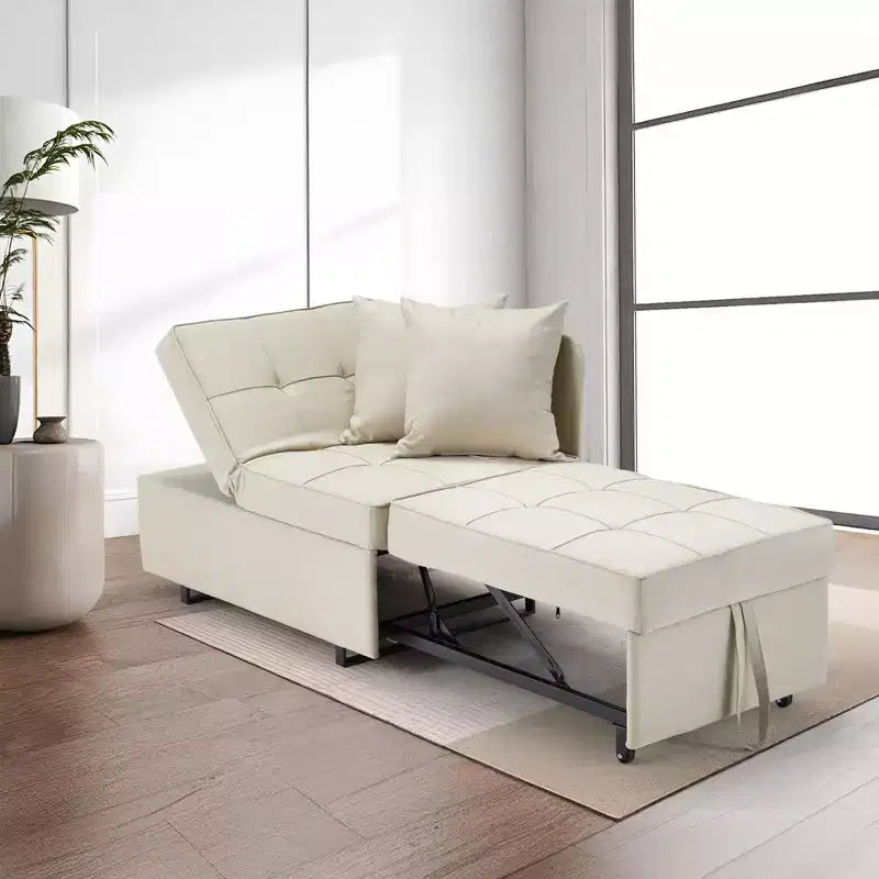 Erommy Poltrona Letto 3 in 1, Divano Letto Estraibile con Schienale Regolabile in 5 Posizioni e Rivestimento in Finta Biancheria