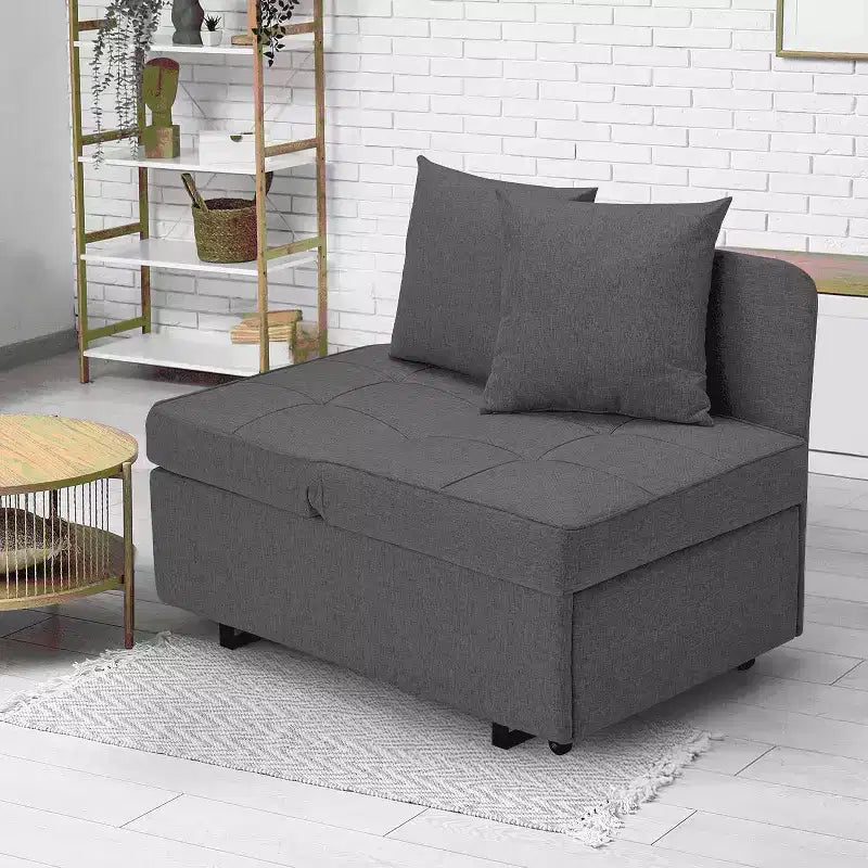 Erommy Poltrona Letto 3 in 1, Divano Letto Estraibile con Schienale Regolabile in 5 Posizioni e Rivestimento in Finta Biancheria