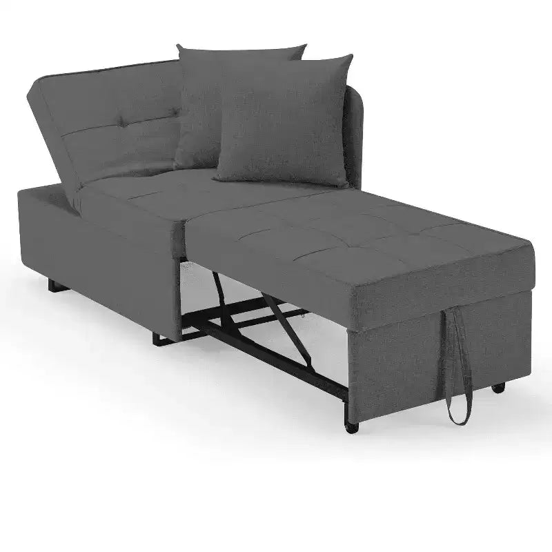 Erommy Poltrona Letto 3 in 1, Divano Letto Estraibile con Schienale Regolabile in 5 Posizioni e Rivestimento in Finta Biancheria