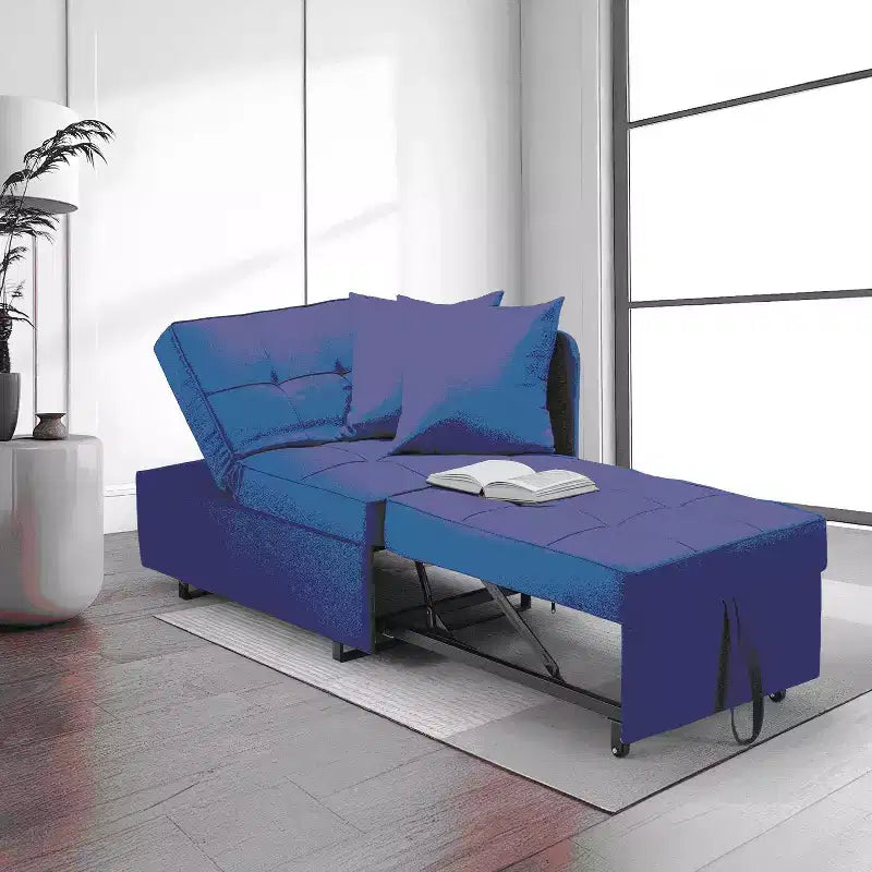 Erommy Poltrona Letto 3 in 1, Divano Letto Estraibile con Schienale Regolabile in 5 Posizioni e Rivestimento in Finta Biancheria