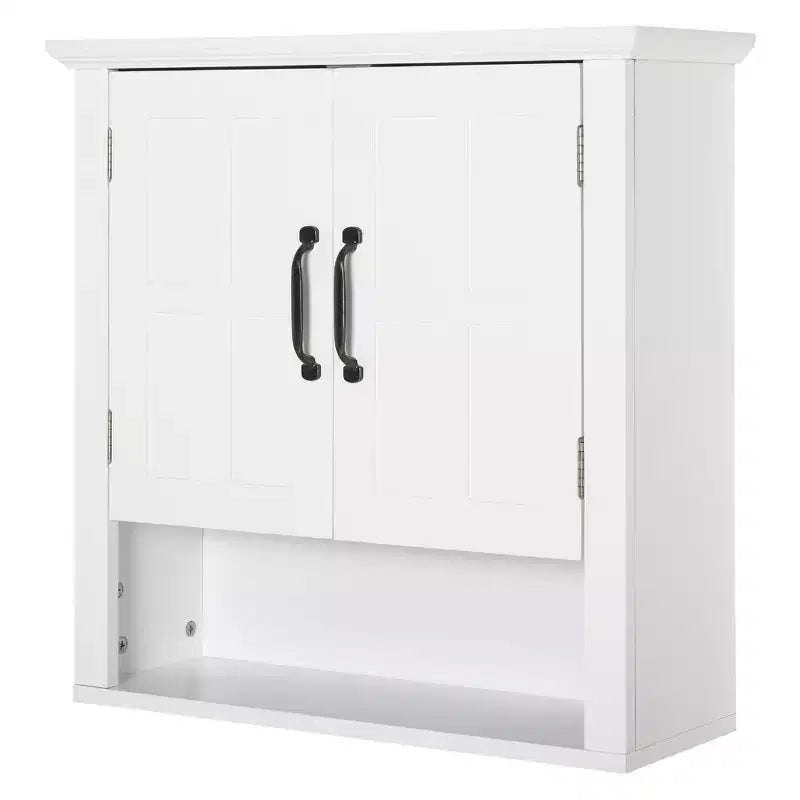 HOMCOM Armadietto da Bagno a 3 Ripiani, Mobiletto a Muro con Ripiano Regolabile e 2 Ante per Corridoio, Soggiorno, Bianco