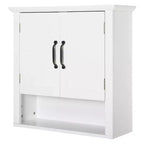 HOMCOM Armadietto da Bagno a 3 Ripiani, Mobiletto a Muro con Ripiano Regolabile e 2 Ante per Corridoio, Soggiorno, Bianco