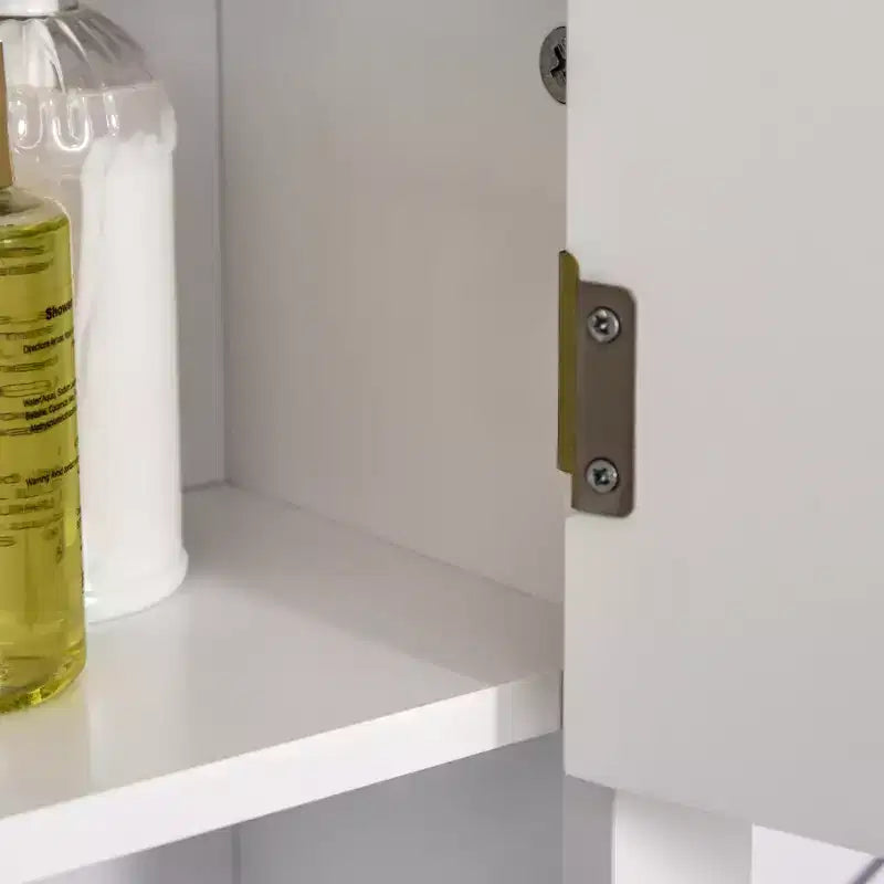 HOMCOM Armadietto da Bagno a 3 Ripiani, Mobiletto a Muro con Ripiano Regolabile e 2 Ante per Corridoio, Soggiorno, Bianco