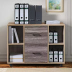 AndMakers Cassettiera per documenti a 3 cassetti larga 99 cm per ufficio domestico, cassettiera laterale mobile, supporto per stampante con ripiani a giorno