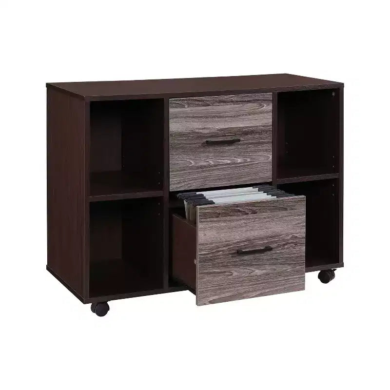 AndMakers Cassettiera per documenti a 3 cassetti larga 99 cm per ufficio domestico, cassettiera laterale mobile, supporto per stampante con ripiani a giorno
