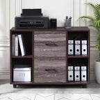 AndMakers Cassettiera per documenti a 3 cassetti larga 99 cm per ufficio domestico, cassettiera laterale mobile, supporto per stampante con ripiani a giorno