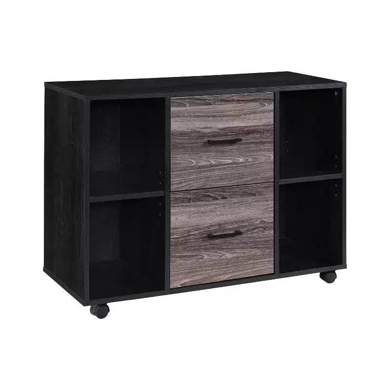 AndMakers Cassettiera per documenti a 3 cassetti larga 99 cm per ufficio domestico, cassettiera laterale mobile, supporto per stampante con ripiani a giorno