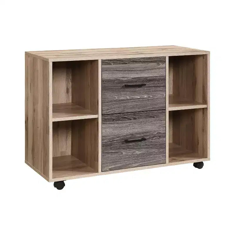 AndMakers Cassettiera per documenti a 3 cassetti larga 99 cm per ufficio domestico, cassettiera laterale mobile, supporto per stampante con ripiani a giorno