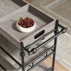 Carrello Bar, Carrelli Bar per la Casa, Carrello di Servizio a 3 Livelli con Ruote, Carrello in Metallo con Portabottiglie e Vassoio Rimovibile per Cucina, Sala da Pranzo