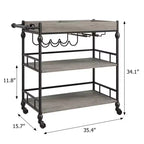 Carrello Bar, Carrelli Bar per la Casa, Carrello di Servizio a 3 Livelli con Ruote, Carrello in Metallo con Portabottiglie e Vassoio Rimovibile per Cucina, Sala da Pranzo