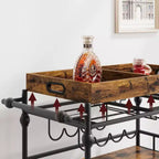 Carrello Bar, Carrelli Bar per la Casa, Carrello di Servizio a 3 Livelli con Ruote, Carrello in Metallo con Portabottiglie e Vassoio Rimovibile per Cucina, Sala da Pranzo