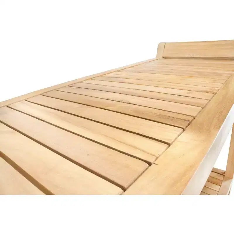 Nordic Teak 30 Panca curva da doccia e vasca da bagno con ripiano - Beige