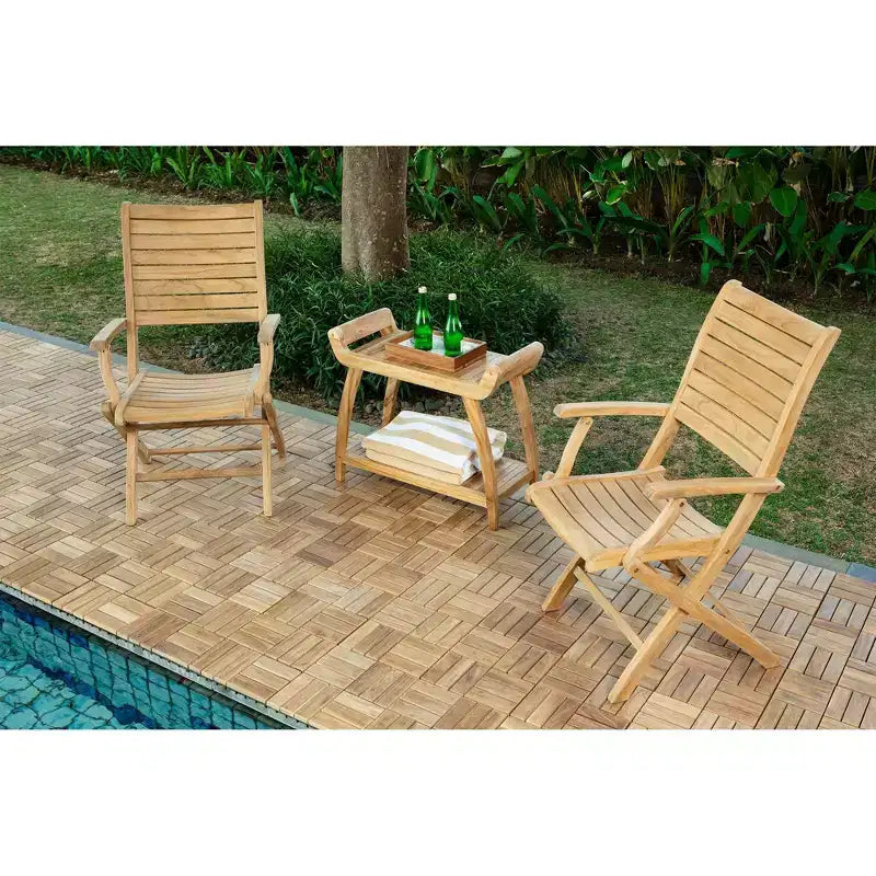 Nordic Teak 30 Panca curva da doccia e vasca da bagno con ripiano - Beige