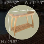 Nordic Teak 30 Panca curva da doccia e vasca da bagno con ripiano - Beige