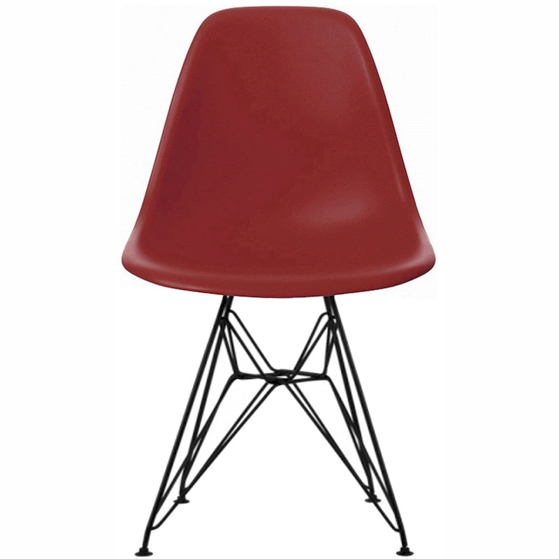 Sedia da pranzo moderna in plastica opaca stampata con gambe in filo nero