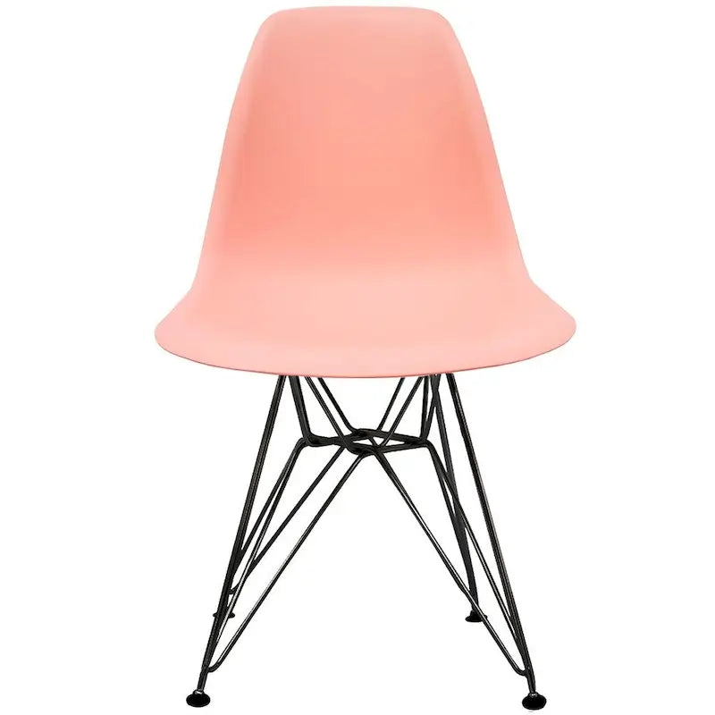 Sedia da pranzo moderna in plastica opaca stampata con gambe in filo nero