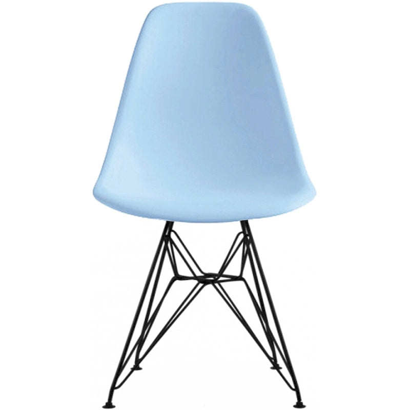 Sedia da pranzo moderna in plastica opaca stampata con gambe in filo nero