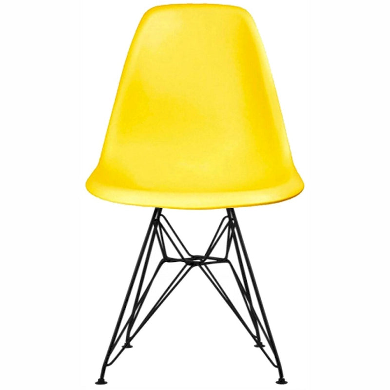 Sedia da pranzo moderna in plastica opaca stampata con gambe in filo nero