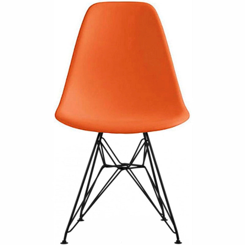 Sedia da pranzo moderna in plastica opaca stampata con gambe in filo nero