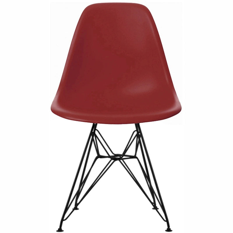 Sedia da pranzo moderna in plastica opaca stampata con gambe in filo nero