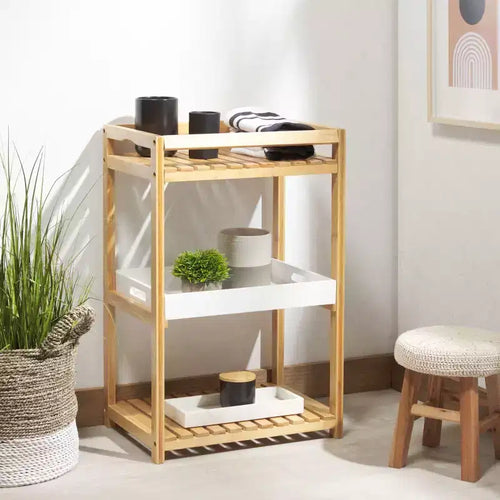 Akio Scaffale a 3 Ripiani - Interno - STG1915 - Bianco/Naturale - Safavieh