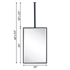 TEHOME Seren Specchio rettangolare da bagno da 20 pollici L x 30 pollici H con cornice in metallo, montaggio a soffitto, nero opaco
