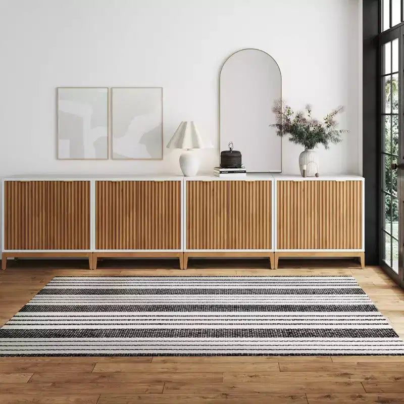 Nathan James Set di 4 Tavoli Consolle Scanalati in Legno Jasper con Ante