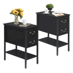Comodino stretto a 2 cassetti in stile industriale (set da 2)