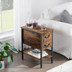 Comodino stretto a 2 cassetti in stile industriale (set da 2)