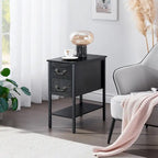 Comodino stretto a 2 cassetti in stile industriale (set da 2)