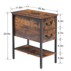 Comodino stretto a 2 cassetti in stile industriale (set da 2)