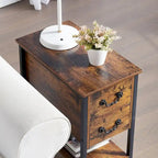 Comodino stretto a 2 cassetti in stile industriale (set da 2)