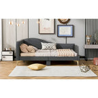 Divano letto imbottito Full/Twin Size con testiera e braccioli, gambe di supporto, letto Full/Twin Size