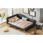 Divano letto imbottito Full/Twin Size con testiera e braccioli, gambe di supporto, letto Full/Twin Size