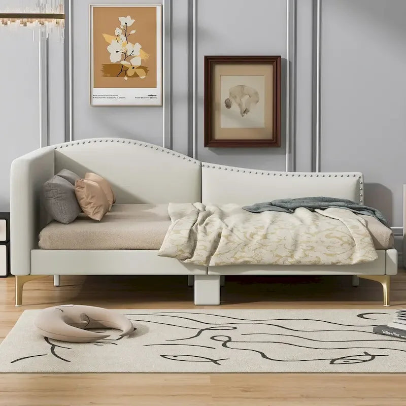 Divano letto imbottito Full/Twin Size con testiera e braccioli, gambe di supporto, letto Full/Twin Size