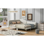 Divano letto imbottito Full/Twin Size con testiera e braccioli, gambe di supporto, letto Full/Twin Size