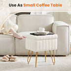 JIONJOY Pouf contenitore rettangolare piccolo con accenti in pelliccia sintetica