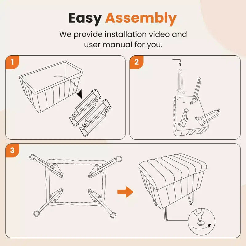 JIONJOY Pouf contenitore rettangolare piccolo con accenti in pelliccia sintetica