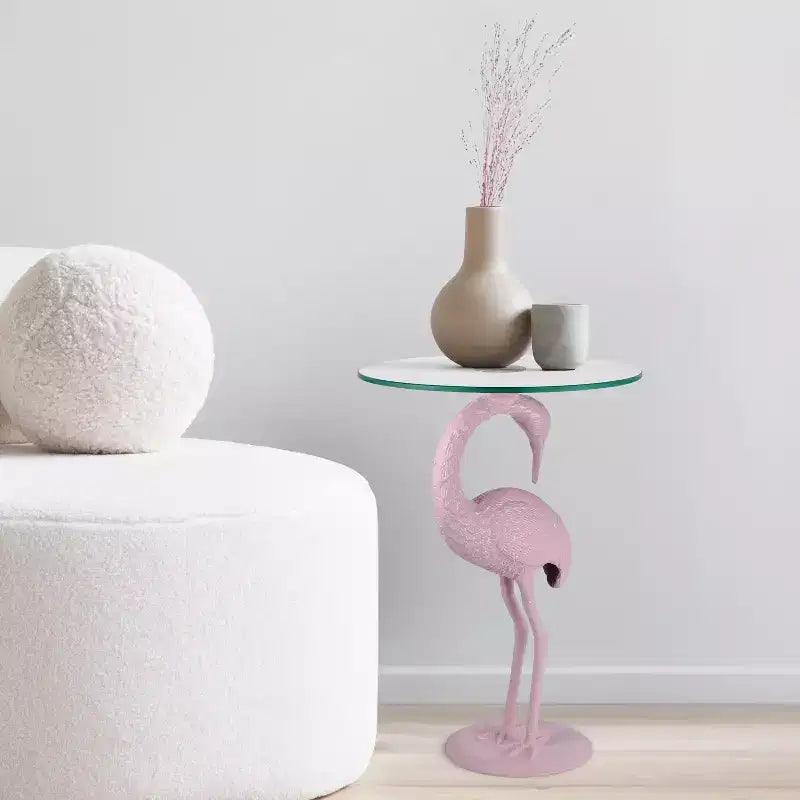 Tavolino Jonathan Y Blanche 25 Classic Mid-Century Glass Top Flamingo