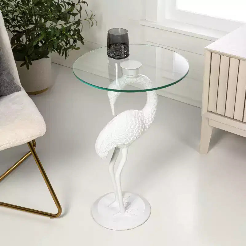 Tavolino Jonathan Y Blanche 25 Classic Mid-Century Glass Top Flamingo