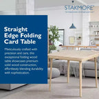 Stakmore Classic, tavolo da gioco pieghevole in legno massello con bordo dritto, telaio non verniciato
