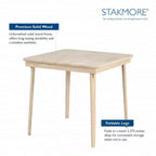 Stakmore Classic, tavolo da gioco pieghevole in legno massello con bordo dritto, telaio non verniciato