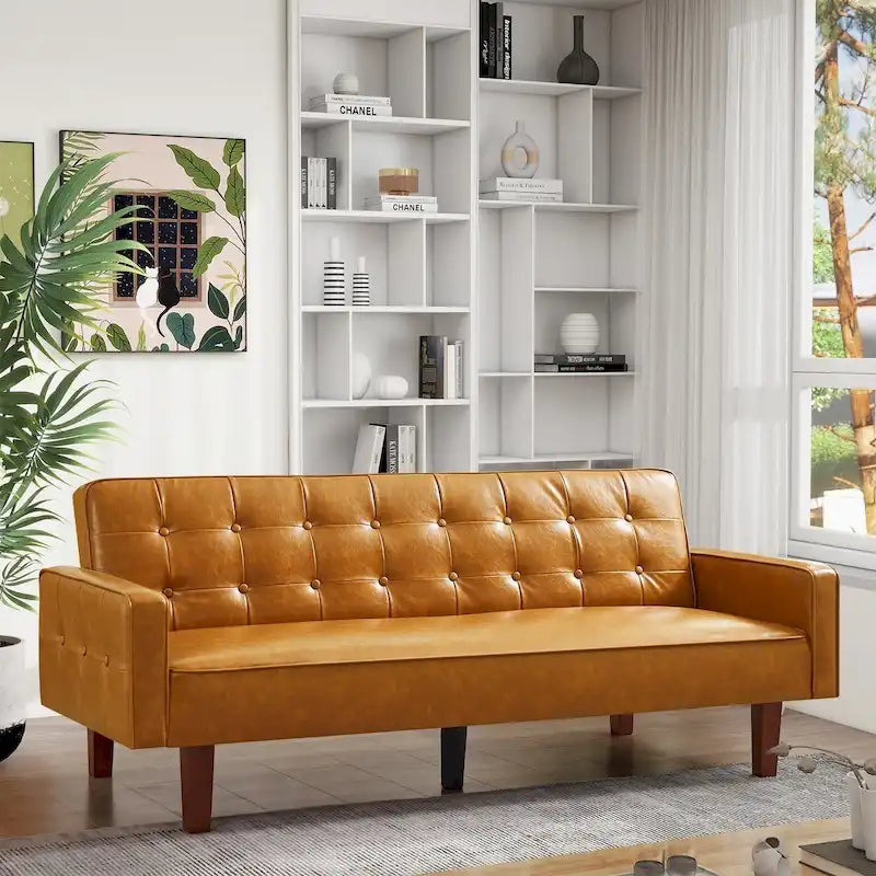 Divano letto, Divano letto futon, Divano a due posti in ecopelle, Divano letto a due posti per soggiorno, ospiti