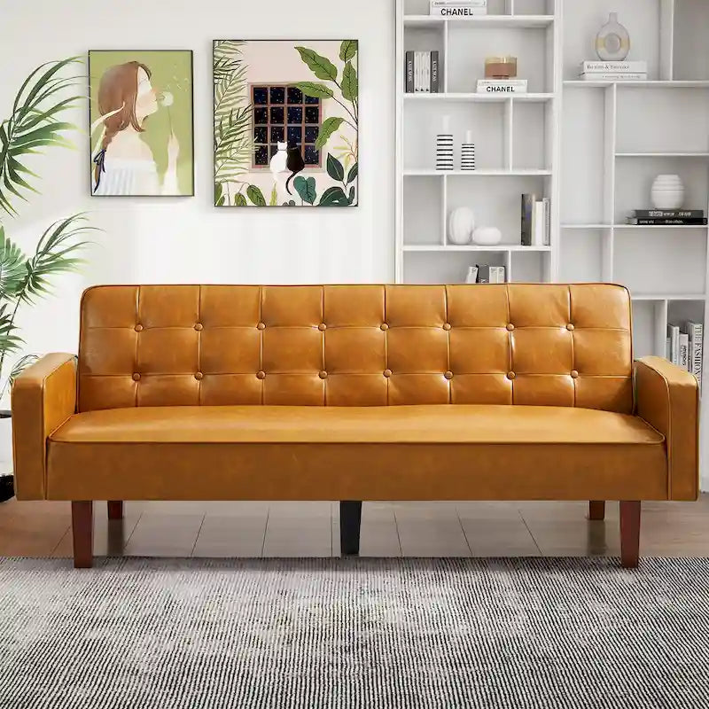 Divano letto, Divano letto futon, Divano a due posti in ecopelle, Divano letto a due posti per soggiorno, ospiti
