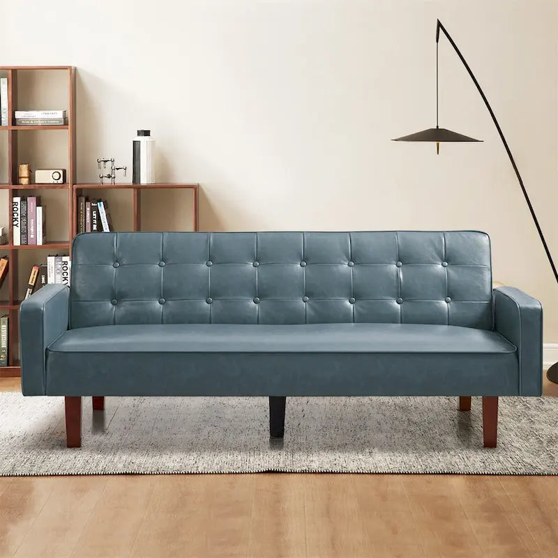 Divano letto, Divano letto futon, Divano a due posti in ecopelle, Divano letto a due posti per soggiorno, ospiti