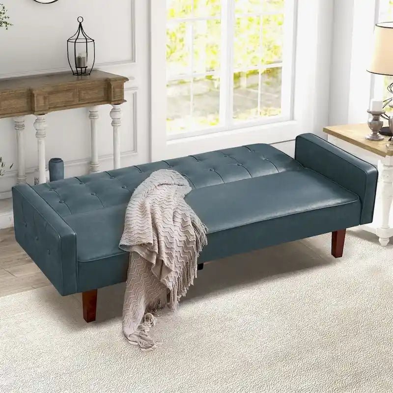 Divano letto, Divano letto futon, Divano a due posti in ecopelle, Divano letto a due posti per soggiorno, ospiti