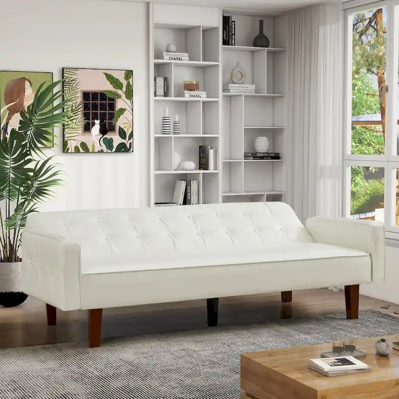 Divano letto, Divano letto futon, Divano a due posti in ecopelle, Divano letto a due posti per soggiorno, ospiti