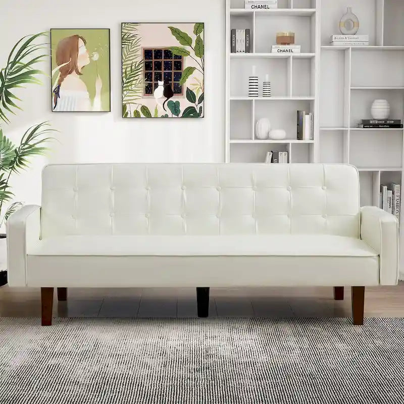 Divano letto, Divano letto futon, Divano a due posti in ecopelle, Divano letto a due posti per soggiorno, ospiti