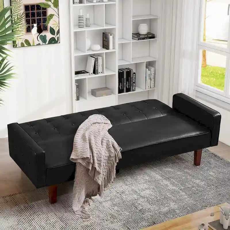 Divano letto, Divano letto futon, Divano a due posti in ecopelle, Divano letto a due posti per soggiorno, ospiti