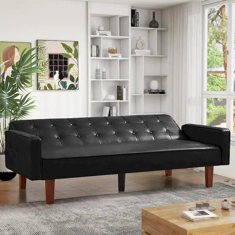 Divano letto, Divano letto futon, Divano a due posti in ecopelle, Divano letto a due posti per soggiorno, ospiti